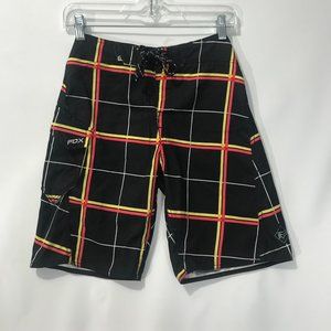 Boys Fox Racing Black/Yel/Red Boardshorts Size 25